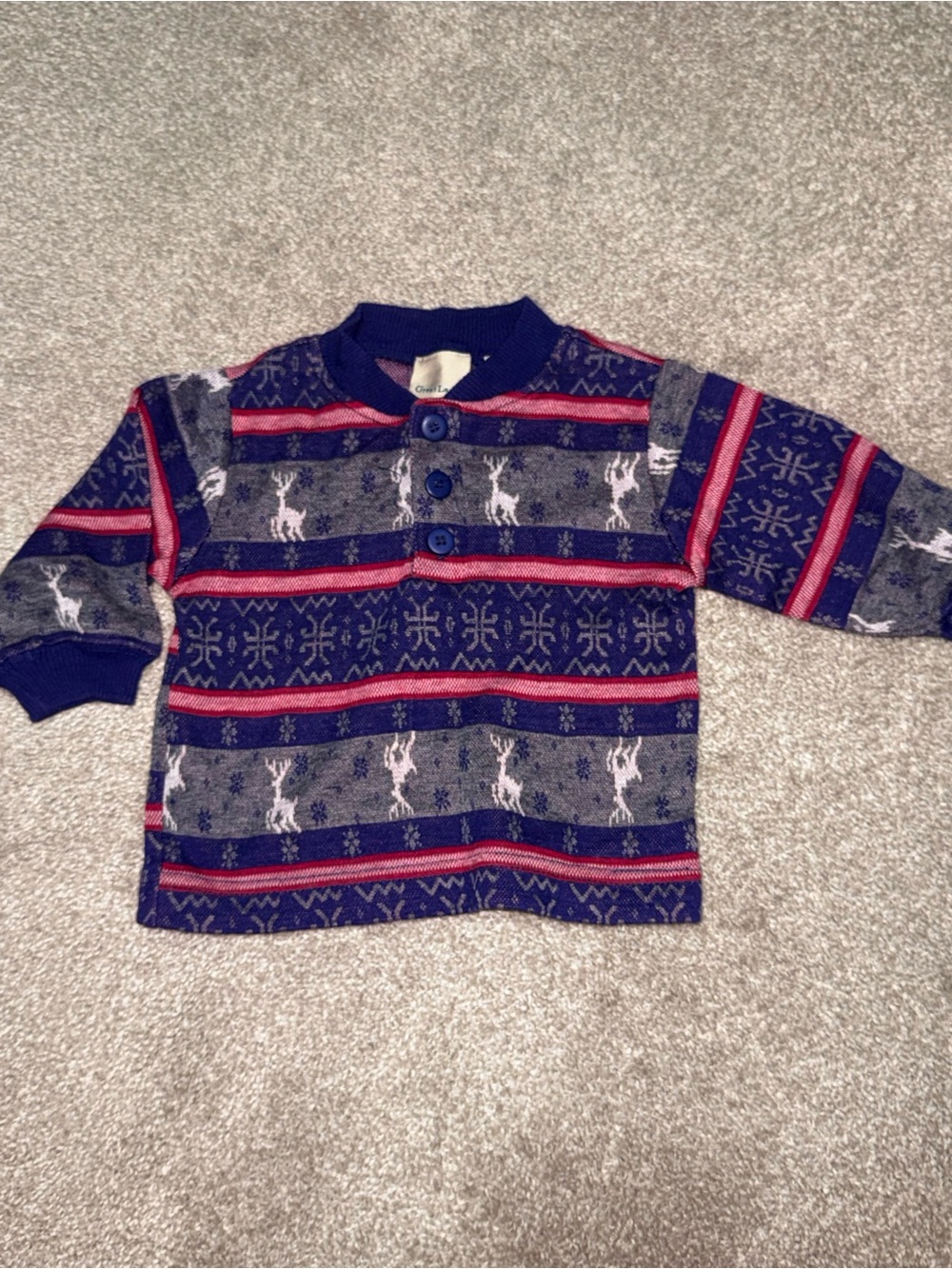 Kids Blue and Gray Holiday Pullover Sweater Top